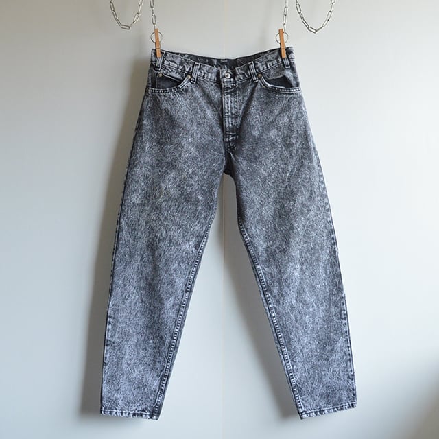 80s LEVI'S リーバイス550テーパード ブラックデニム ケミカルウォッシュ USA製 W34 L30