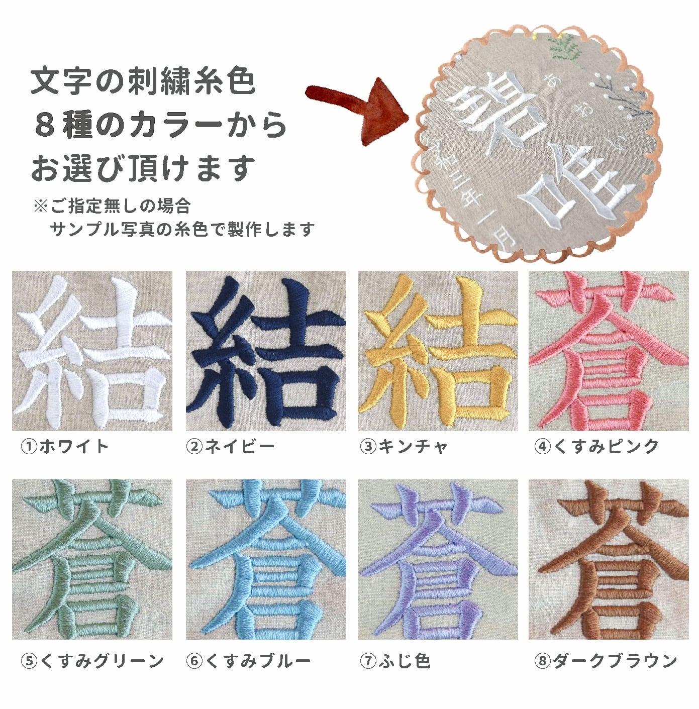 スタンド付】小さな刺繍命名タペストリー《ボタニカル/寒色》名前旗