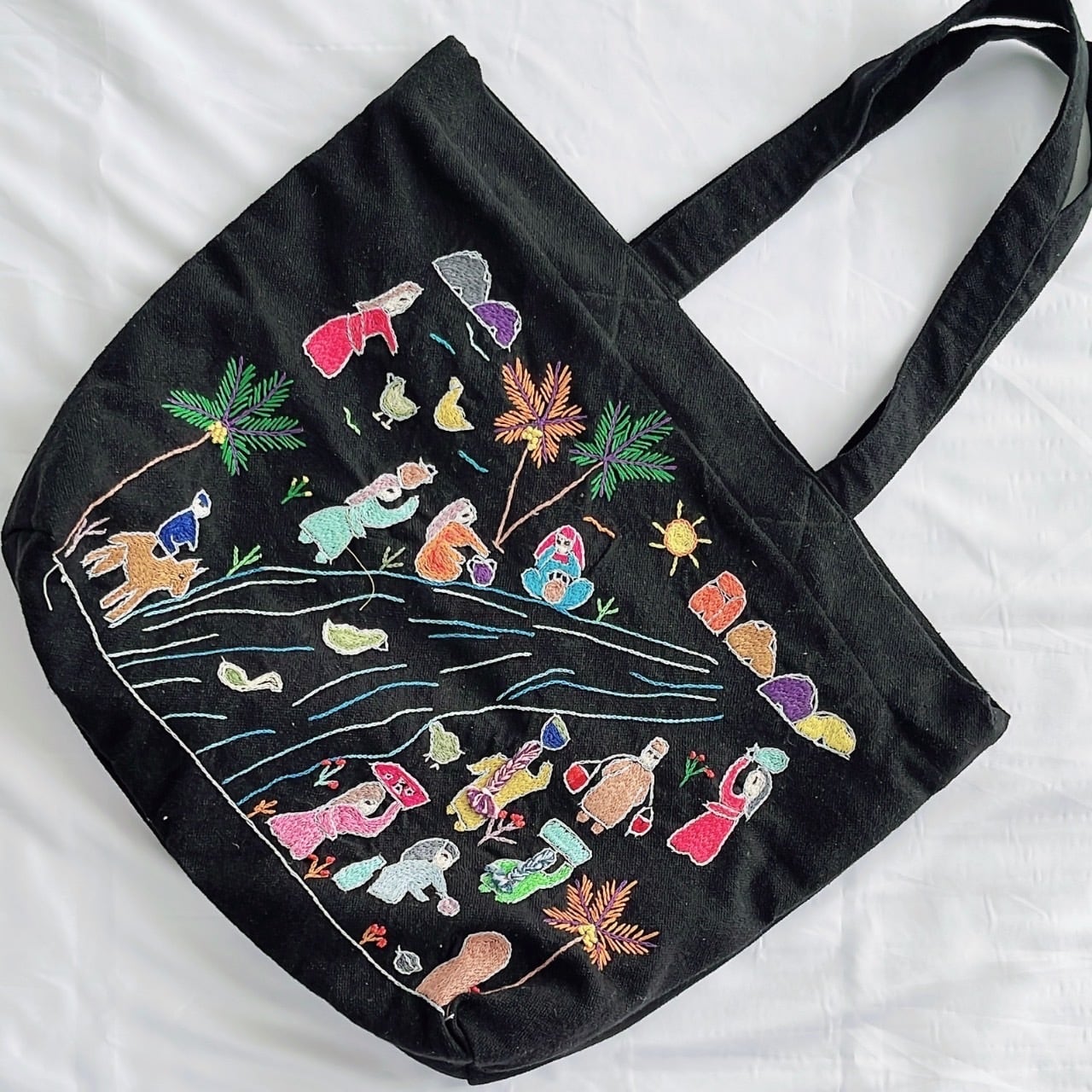 ◾️コロガコロガ　エジプト刺繍トートバッグ　ナイルのほとり