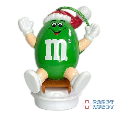 M&M's 1993 サンタハットピーナッツグリーン ソリ クリスマスオーナメント