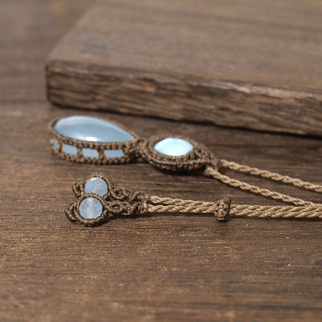 一点物】ラリマー＋アクアマリン連結マクラメネックレスNo.2 | Natural