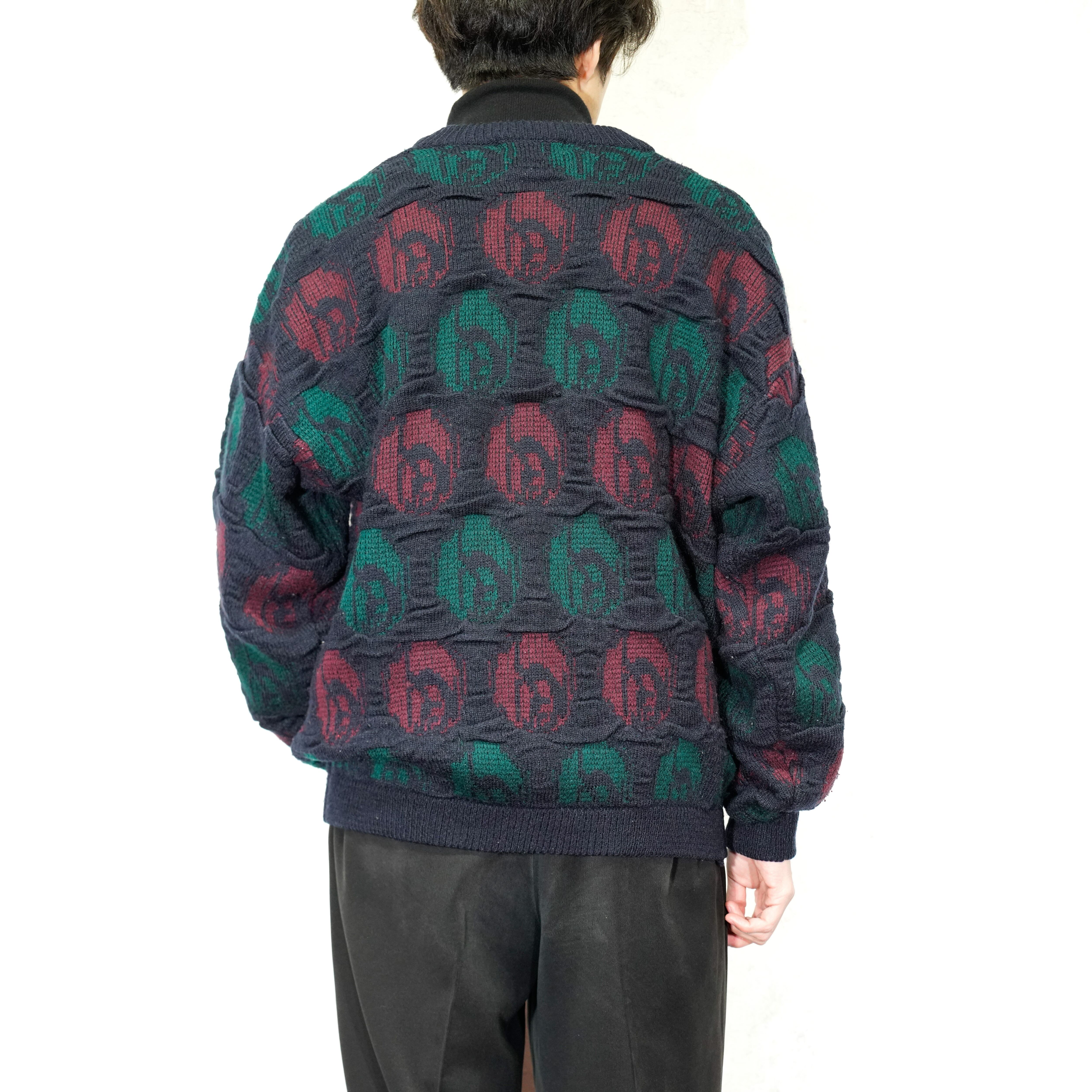 USA VINTAGE jed CREASE FINISH DESIGN WOOL KNIT CARDIGAN USA VINTAGE jed CREASE FINISH DESIGN WOOL KNIT CARDIGAN