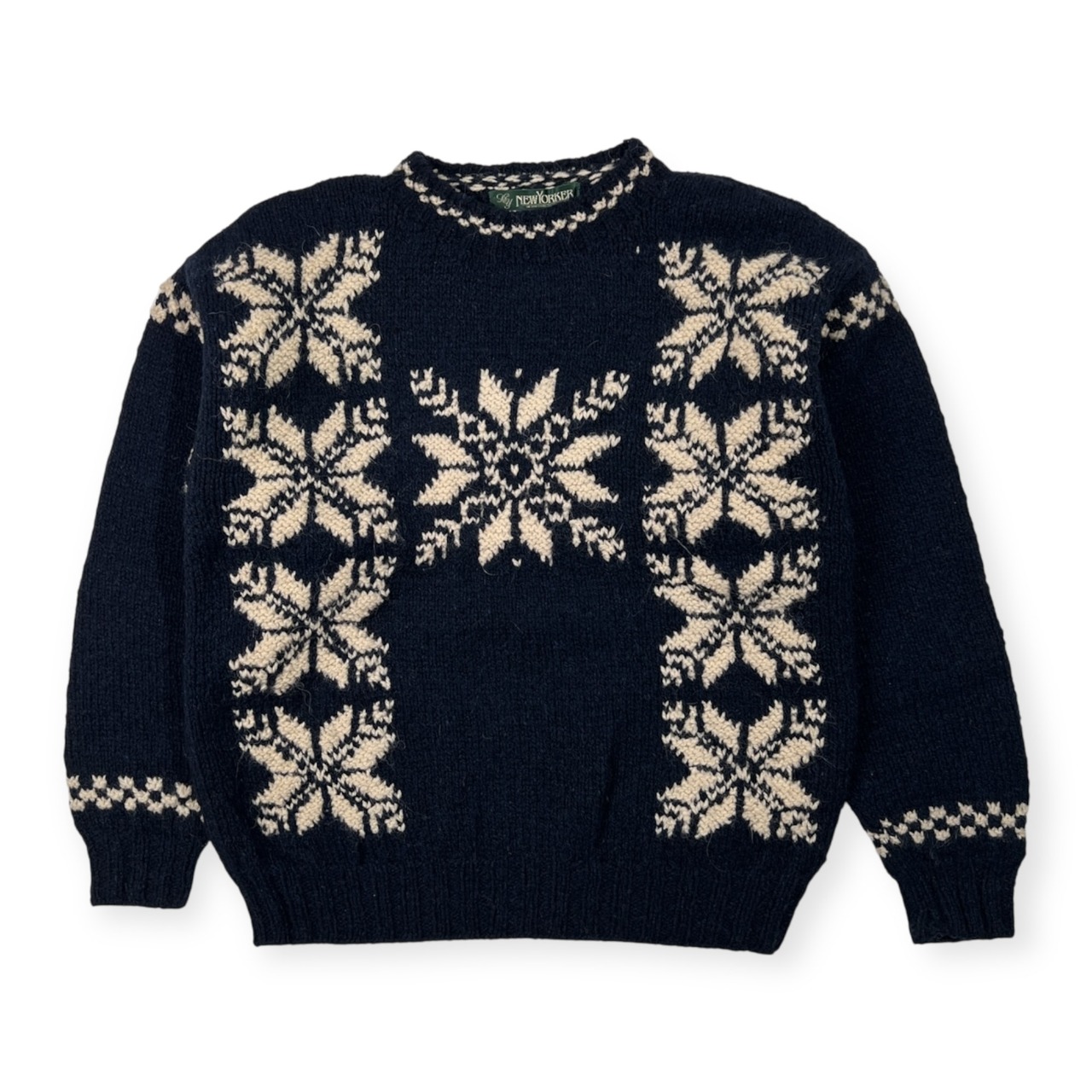 NEWYOKER ニューヨーカー ノルディック 結晶柄 アルパカ混 ウールニットセーター サイズ M /ネイビー/レディース