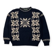 NEWYOKER ニューヨーカー ノルディック 結晶柄 アルパカ混 ウールニットセーター サイズ M /ネイビー/レディース