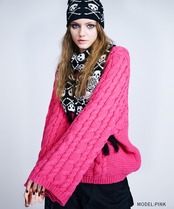 ローゲージニットルーズセーター (PINK)　CQ-47113