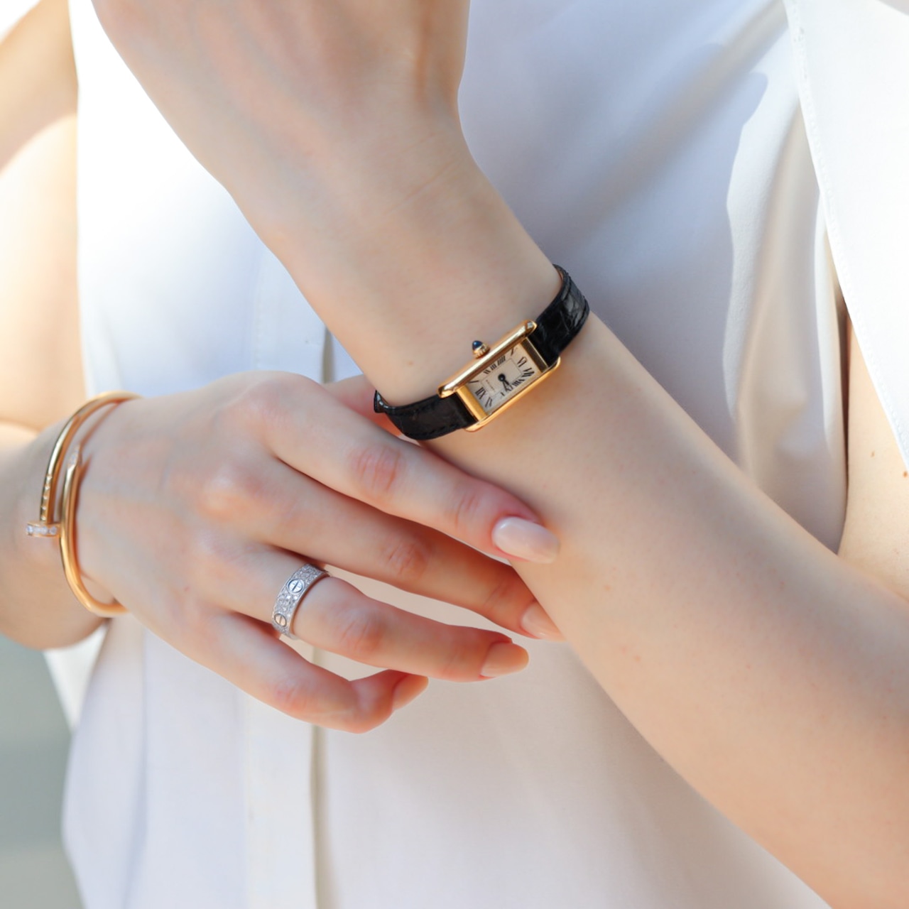 カルティエ ミニ タンク アロンジェ K18YG