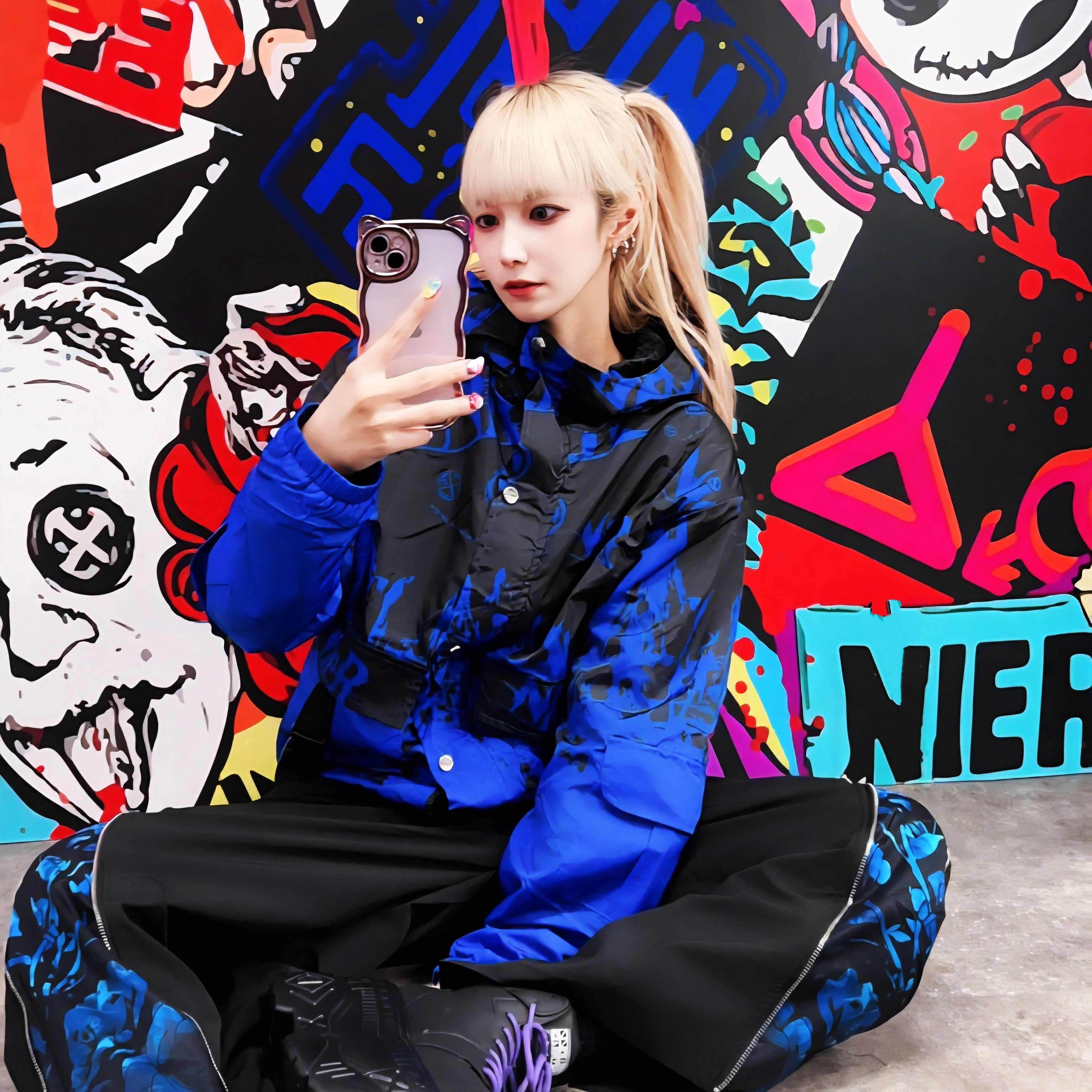 CROSS STRAP防寒フランネル生地OUTER【BLUE×BLACK】 | NIER CLOTHING