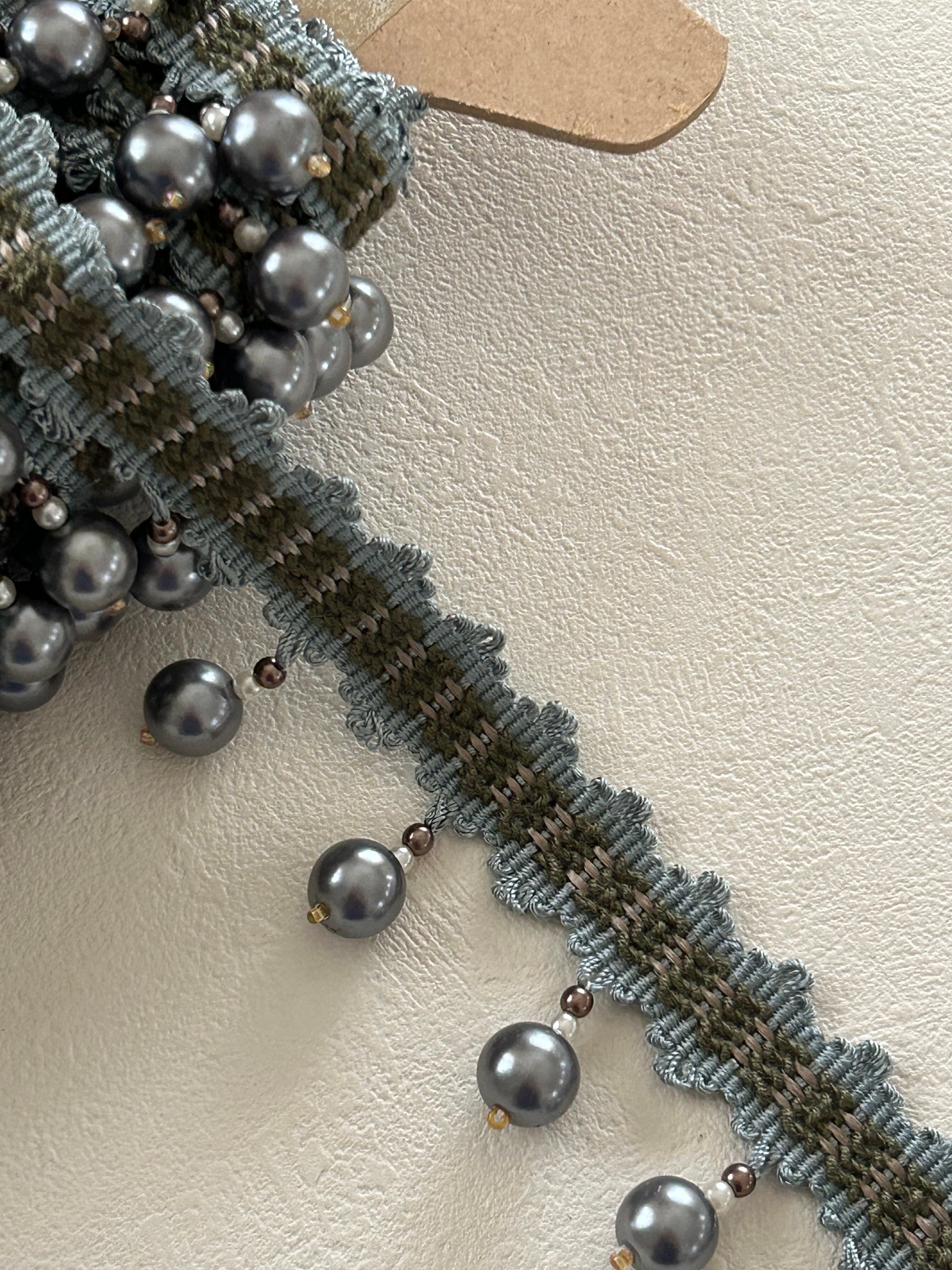 輸入デザインタッセルブレード 50cm/カット くすみブルー カルトナージュ スツール デコレーション材