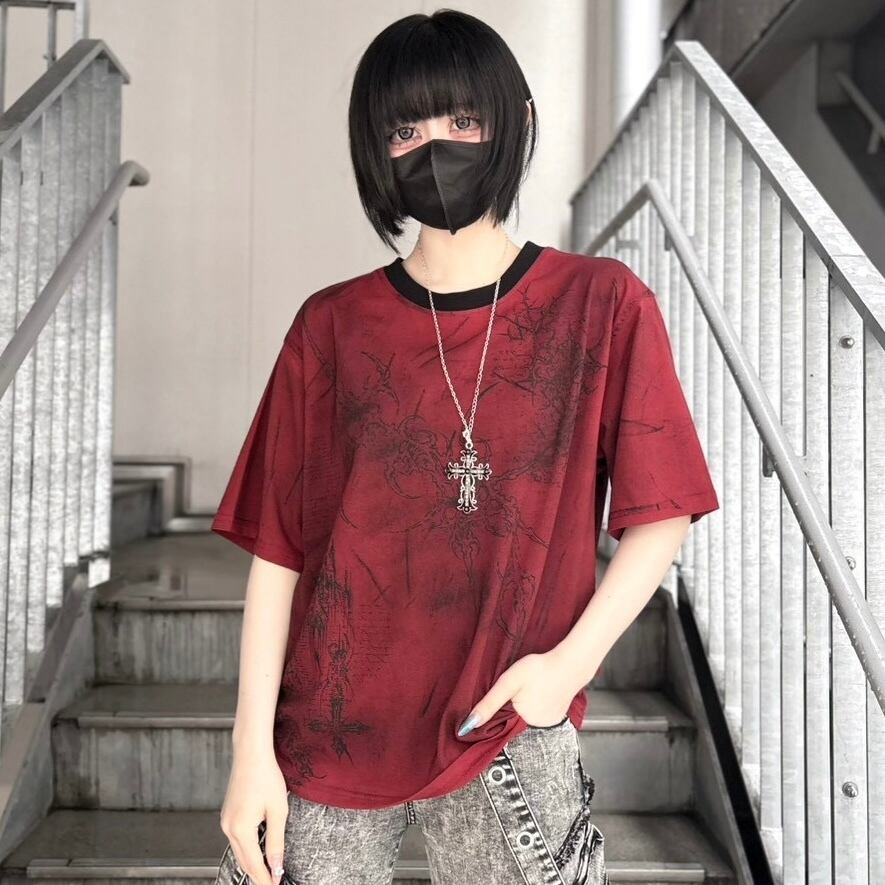 【CANDY SELECT 】DARTY加工Tシャツ 235569 カットソー グランジ  トップス ストリート 地雷 サブカル ブランド ユニセックス