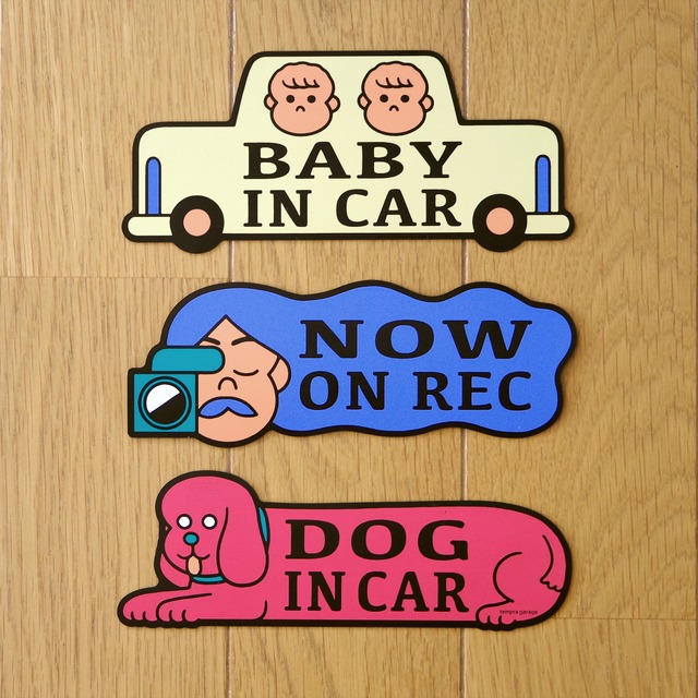 【マグネット:JUN OSON】BABY IN CAR/NOW ON REC/DOG IN CAR