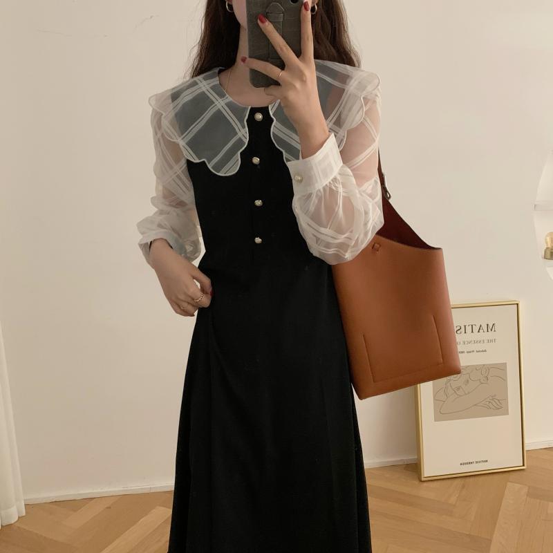 ロングスカート メッシュドレス レディース エレガント ステッチ ビッグFスモールZ韓国52027666290