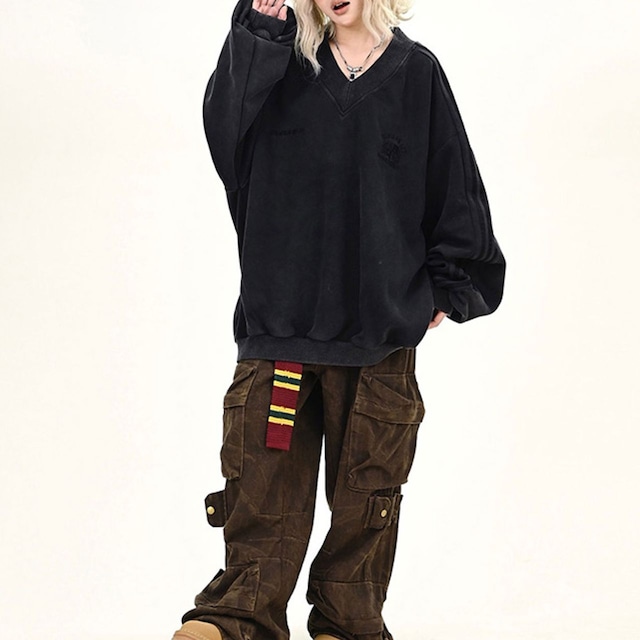 トリプルラインVネックスウェット 2col R01022