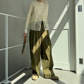 シアー幾何学柄デザインvest/アイボリー