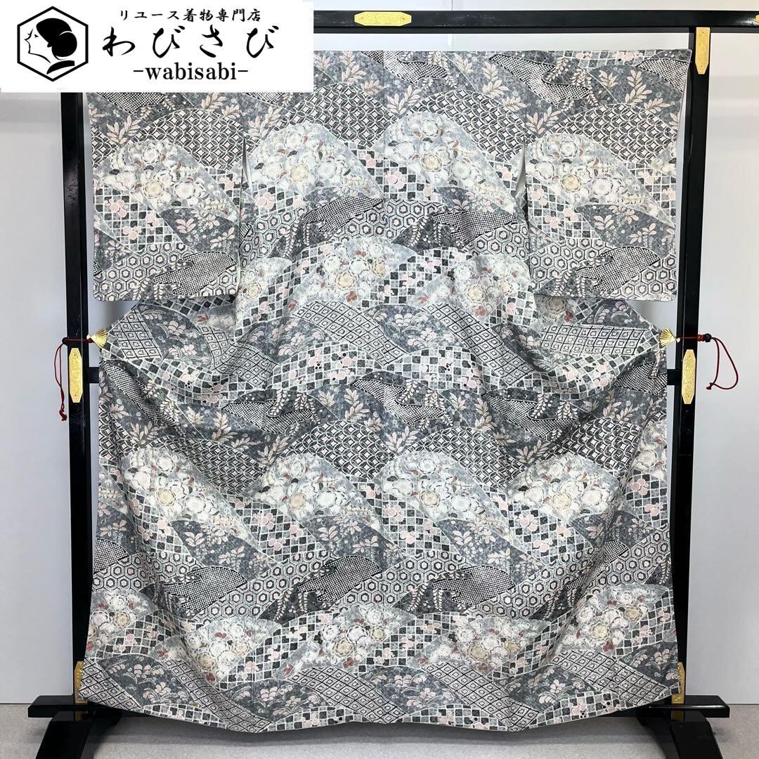 訪問着 作家物 美しい友禅 花模様 牡丹 梅 金銀通し 淡藤色 K-3265 訪問着 作家物 美しい友禅 花模様 牡丹 梅 金銀通し 淡藤色 K-3265