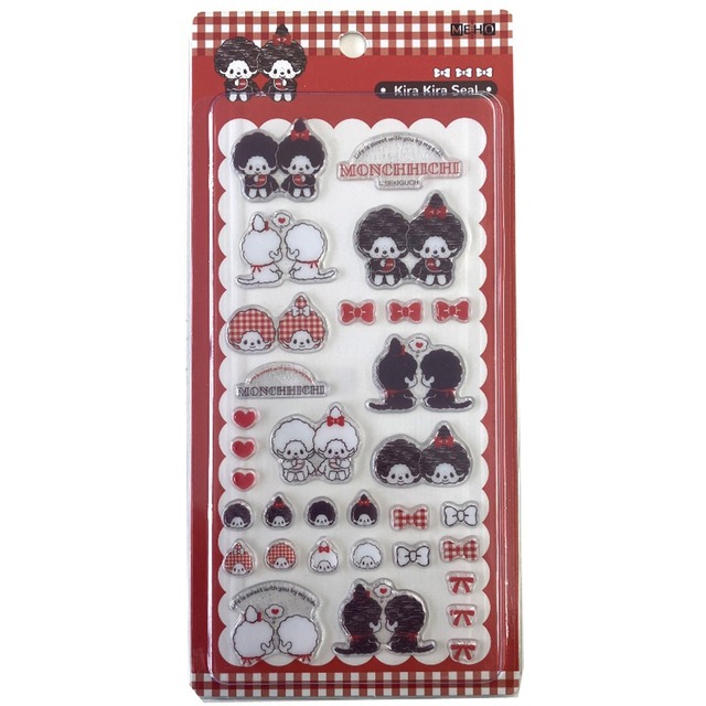 【ロット販売】【20入】キラキラシール MONCHHICHI シンプルチェック(8820298)