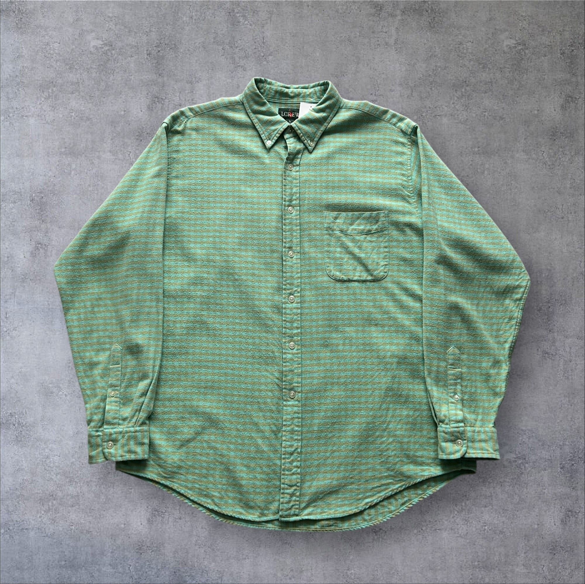 〜1990s J.CREW B/D Flannel Shirt "Mint Color"【高円寺店】