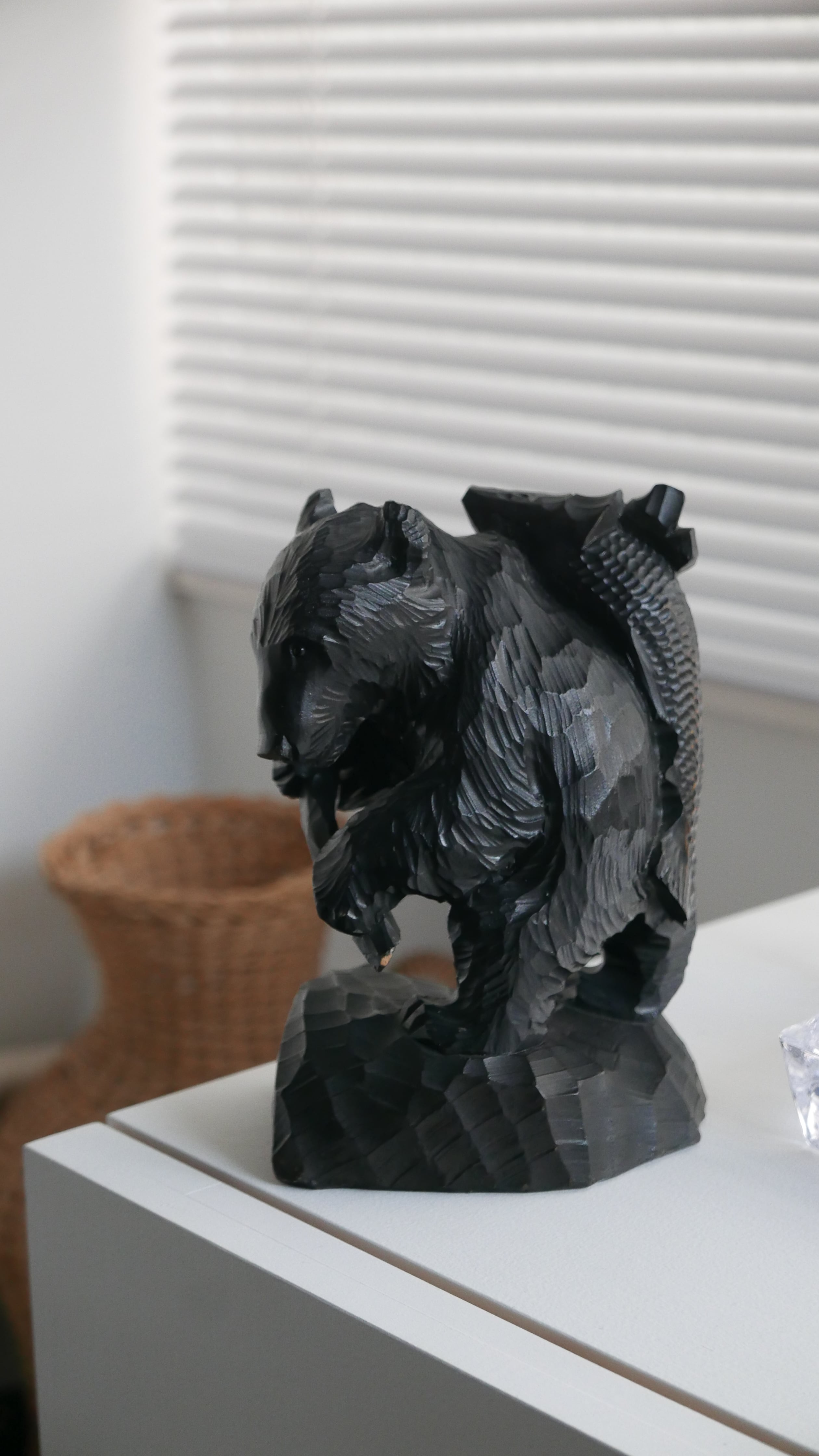 old japan wooden bear , 背負い熊 / 堀井