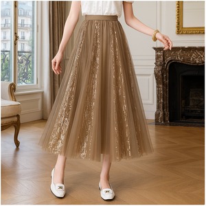 グリッターライン 煌めく大人のチュールスカート　G1147