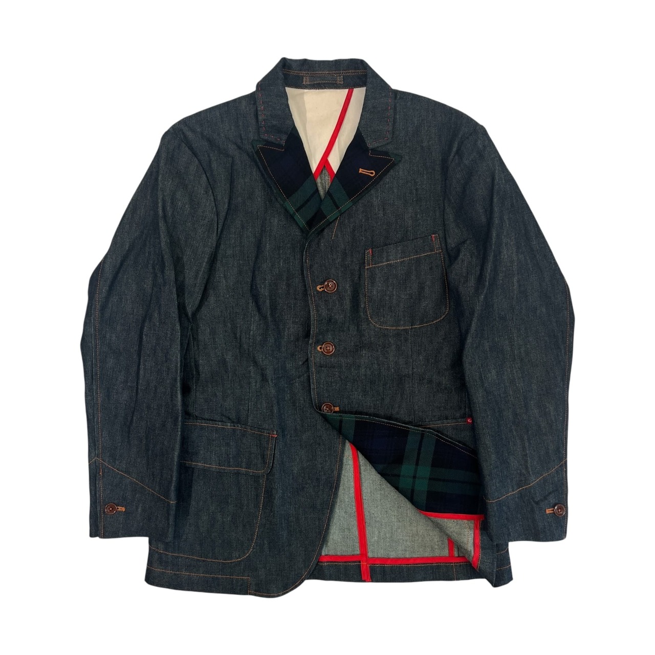 美品 Karl Helmut カールヘルム ブラックウォッチ切替 カバーオール デニム ジャケット サイズ M