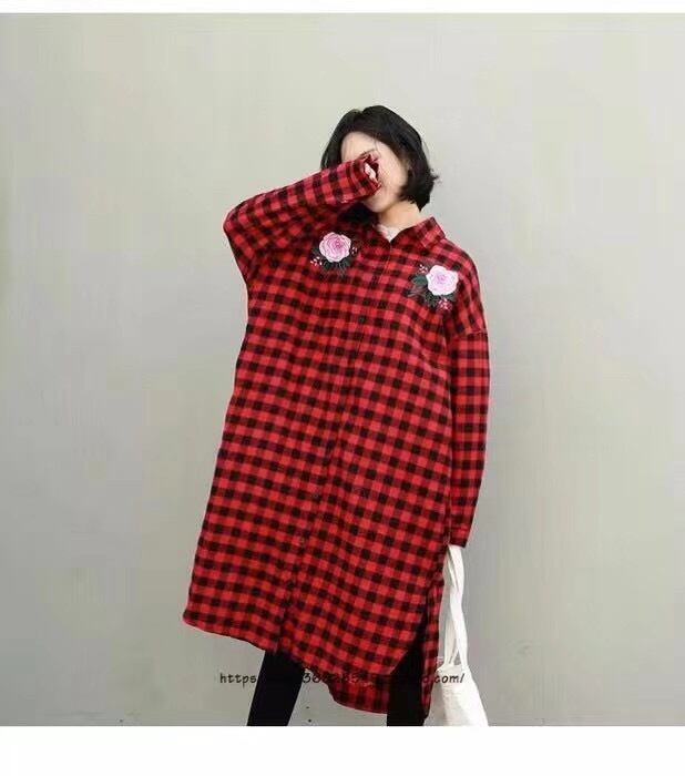 チェックロングシャツ