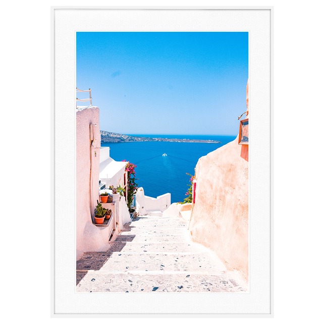 ギリシャ 風景写真 サントリーニ島イアA インテリアアートポスター額装 AS0218