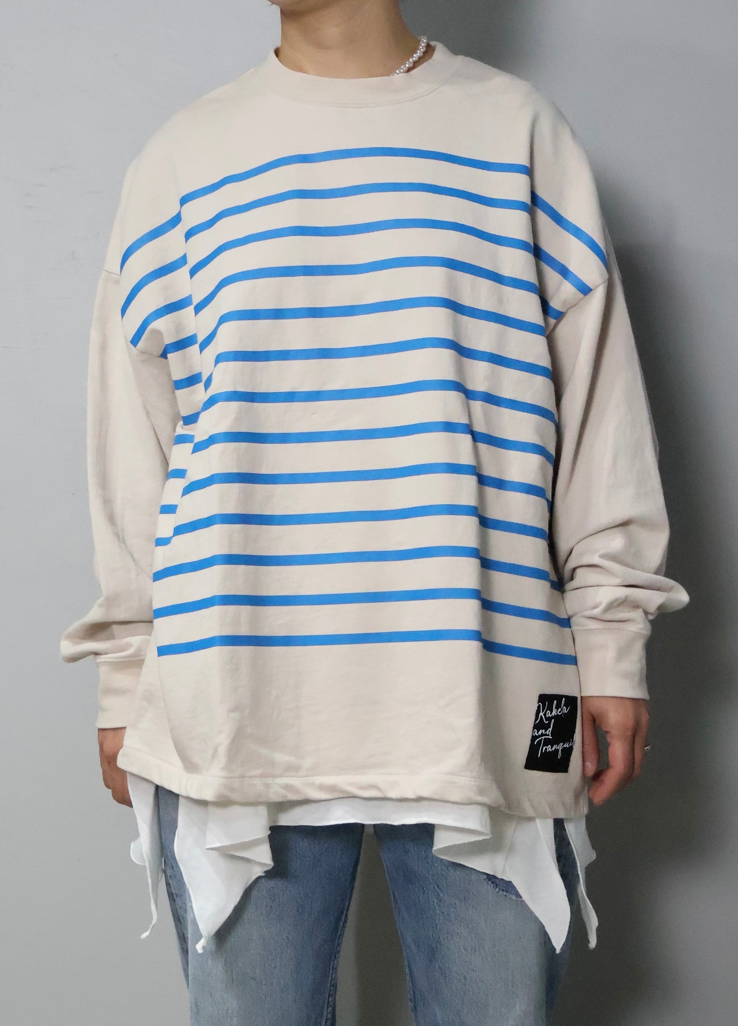 NEW!裏毛プリントボーダーワイドクルー【12510-378-10】2026SS