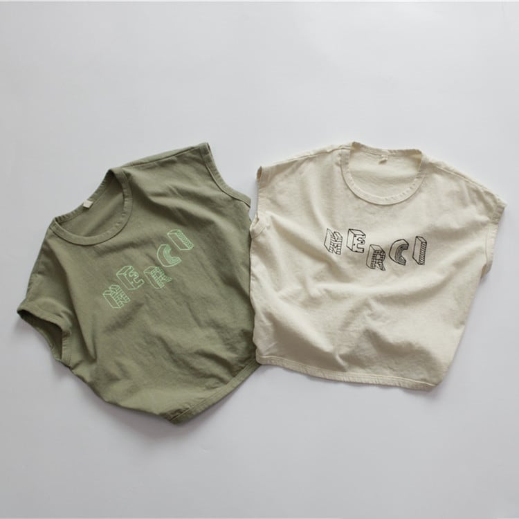 【3.7即納BABY&KID】夏新作英字ノースリーブTシャツ