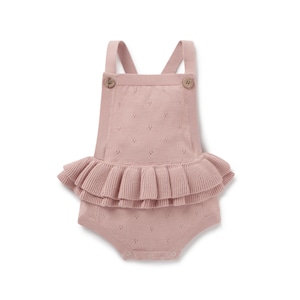 ASTER & OAK / Rosette Ruffle Knit Romper_Rose(1y,2y)