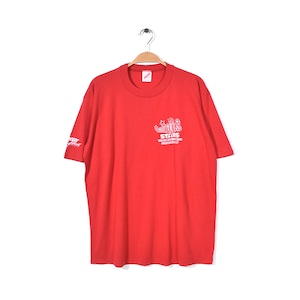 80s ジャージーズ USA製 ヴィンテージ Tシャツ 袖プリント 赤 レッド 背番号 袖シングル アメカジ JERZEES サイズXL 古着 @BZ0098