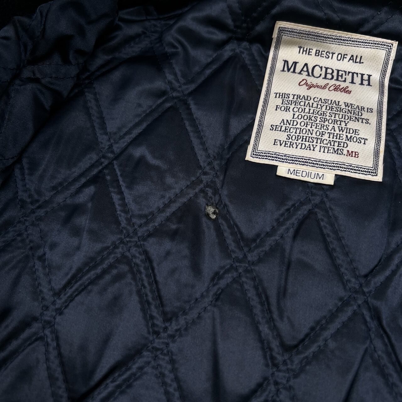 MACBETH マクベス 袖革スタジャン　AOYAMAモデル　90年代　Lサイズ 90s ビンテージ MACBETH マクベス レタードワッペン 袖革 レザー