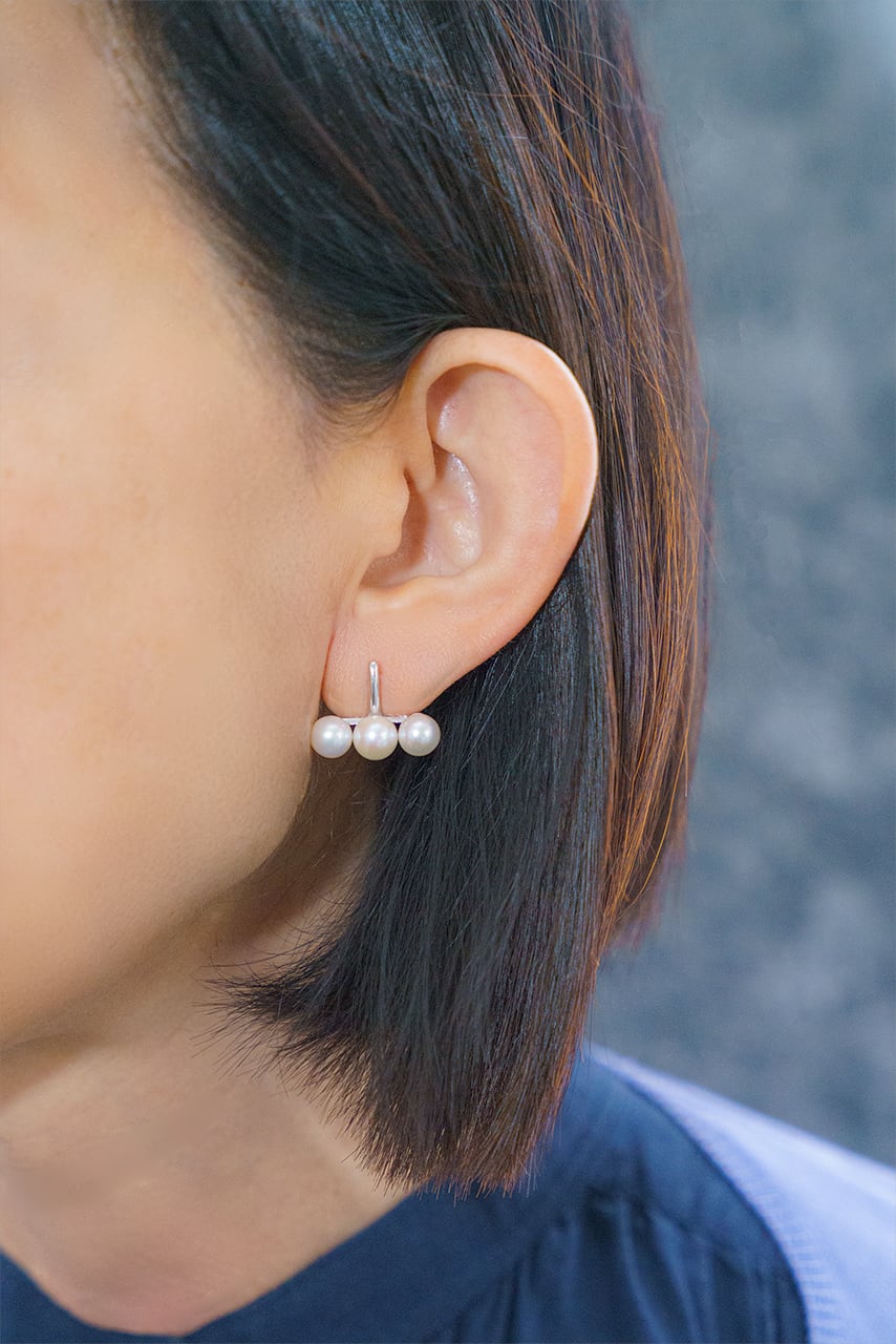 受注制作】横3連 淡水パールイヤリング（シルバー金具） | Precious Link