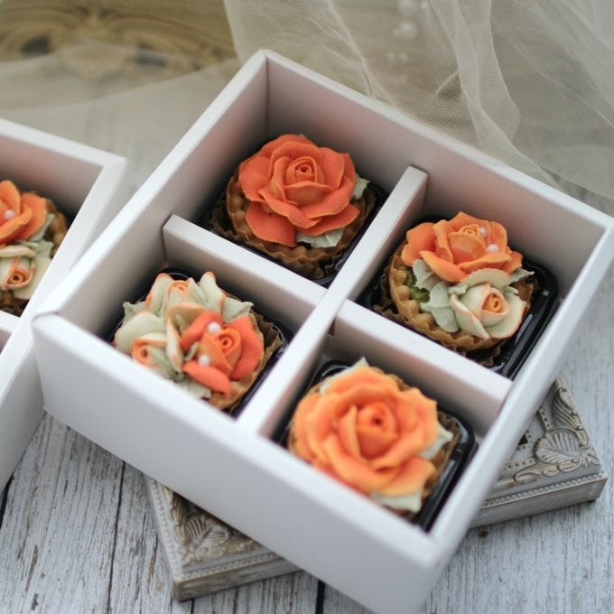 風呂敷ラッピング)あんフラワークッキー(オレンジのバラ) フラワー