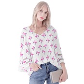 Women's Loose Chiffon Blouse with Puff Sleeves White 4504
