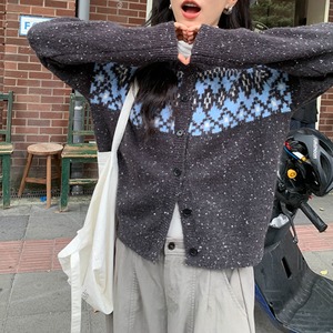 jacquard thick knit cardigan