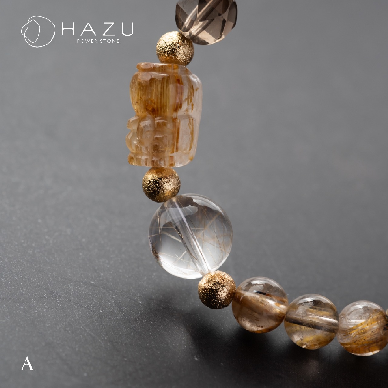 高ランク・パワフルな金銀＆ルチル貔貅［ゴールドタイチンルチル貔貅／ルチルクォーツ／シルバールチルクォーツ／スモーキークォーツ］