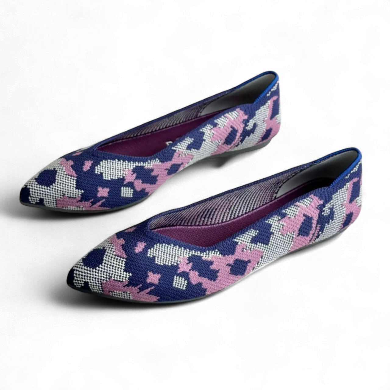 253-S-4 ニットジャガードシューズ パープル×ピンク Knit jacquard shoes Purple × pink