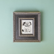 < あきやまりか > 版画作品 - おすわり犬