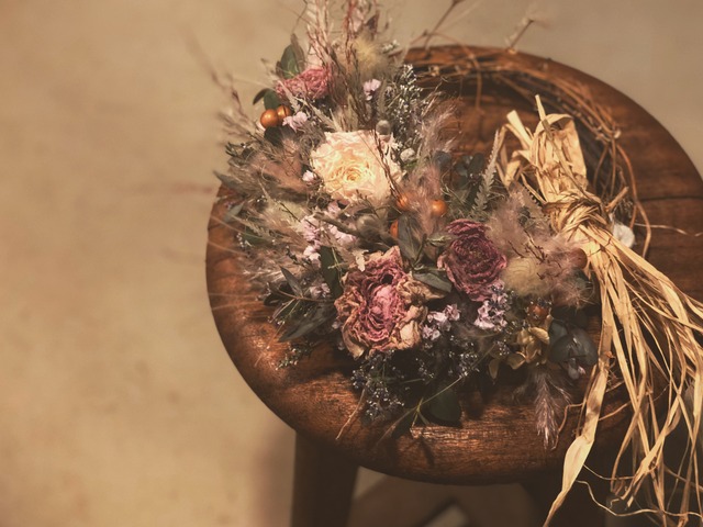 ドライフラワー　リース　Dry Flower Wreath