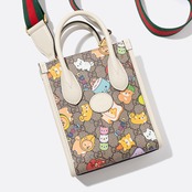GUCCI x Pikarar アニマルプリント ミニ トートバッグ ホワイト