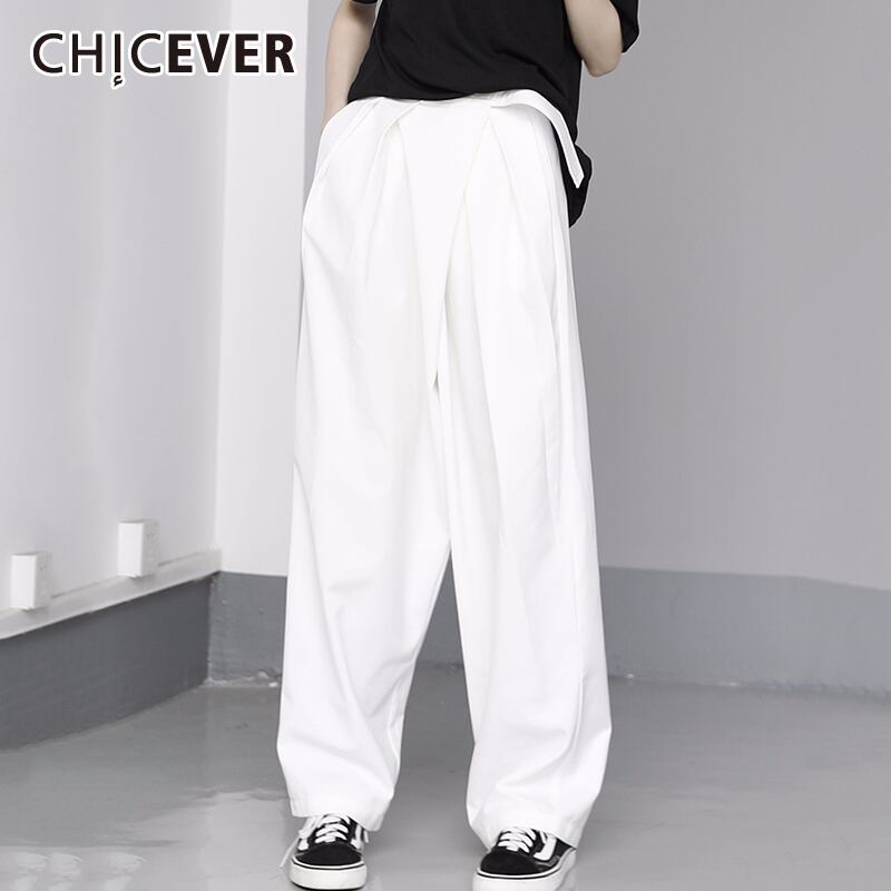 CHICEVERズボン女性ウエストルーズプラスサイズワイドレッグサマーパンツ2020 大きめサイズ 夏物 ワイドパンツ 6base562168188462
