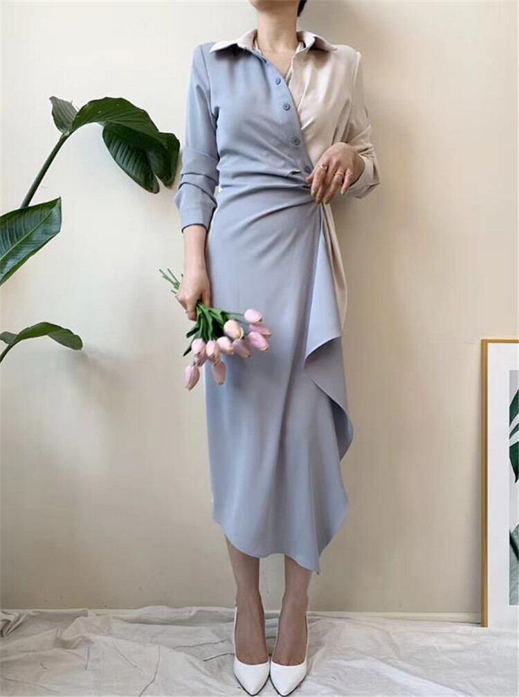 新しいスタイル ワンビース レディース レトロ ウエスタンスタイル 秋 フレンチスタイル ロングスカート