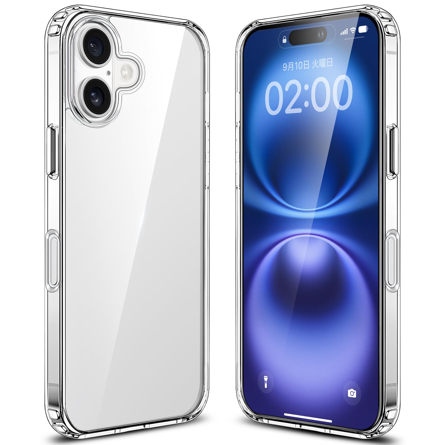 対応 iPhone 16 用 ケース クリア TPUソフトフレーム+PCハード背面 黄変防止 超耐衝撃 指紋防止 高耐久性