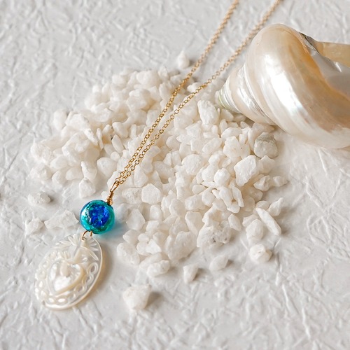 -HOTARU GRASS- Heart shell necklace【14kgf】