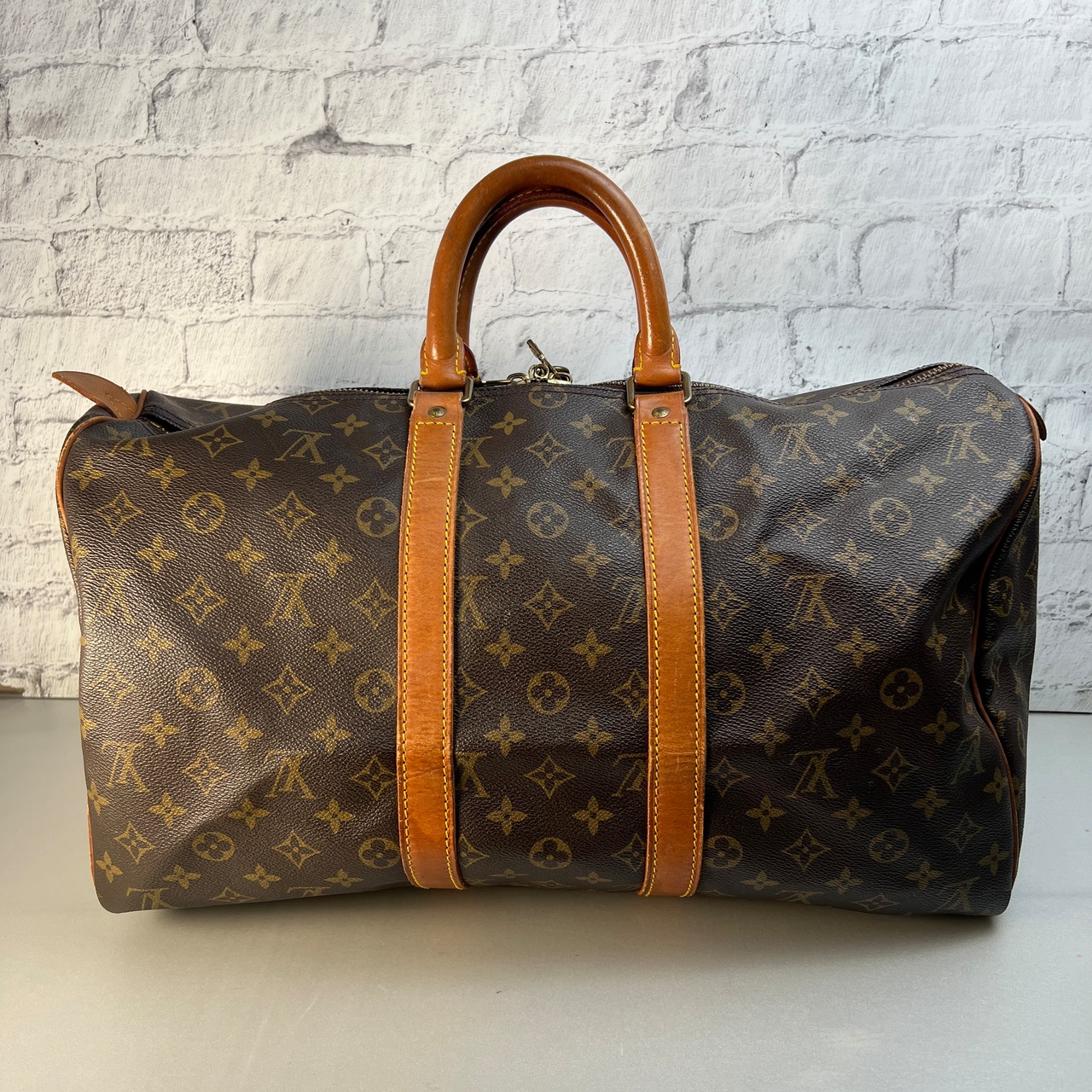 【最終処分SALE】LOUIS VUITTON ルイヴィトン M41428 キーポル45 モノグラム レザー ボストンバッグ ブラウン A-12328