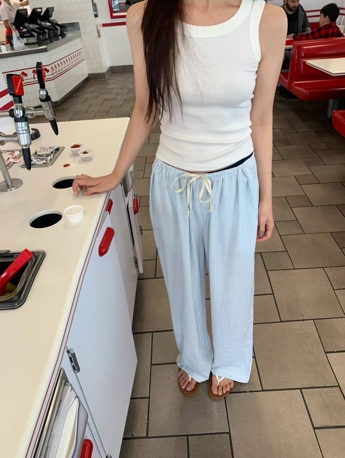 (即納) vegetable / Summer stripe pants