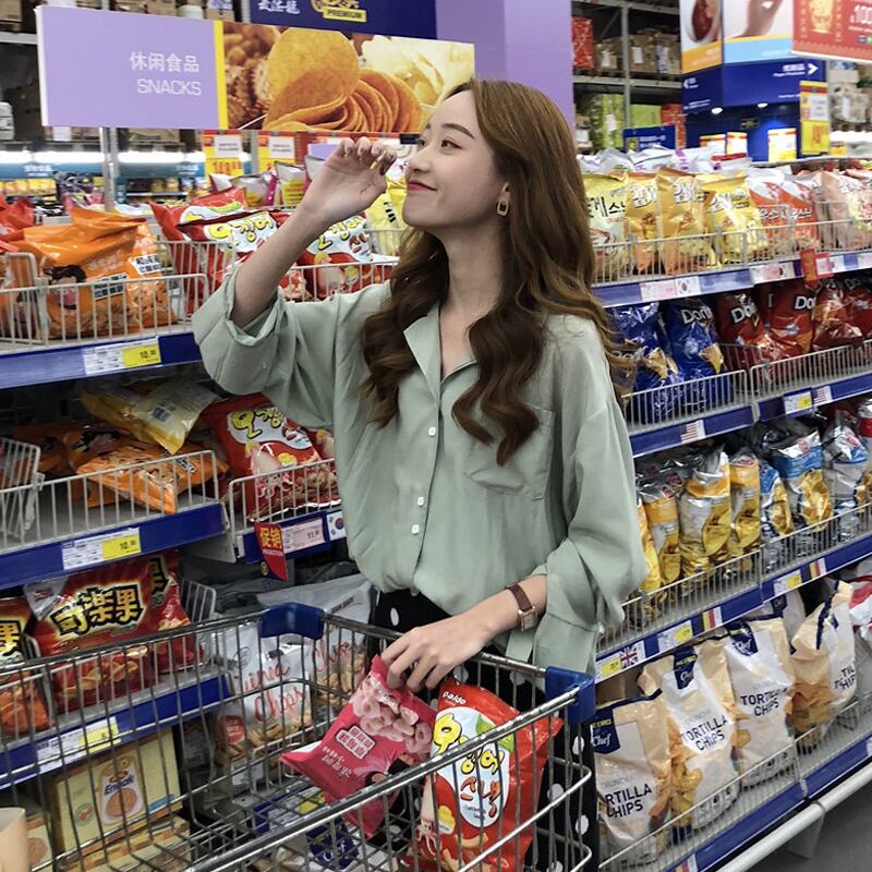 ルーズスタンダードシャツ レディーススプリング ロング レトロ 春物 スーパーモール44635391775