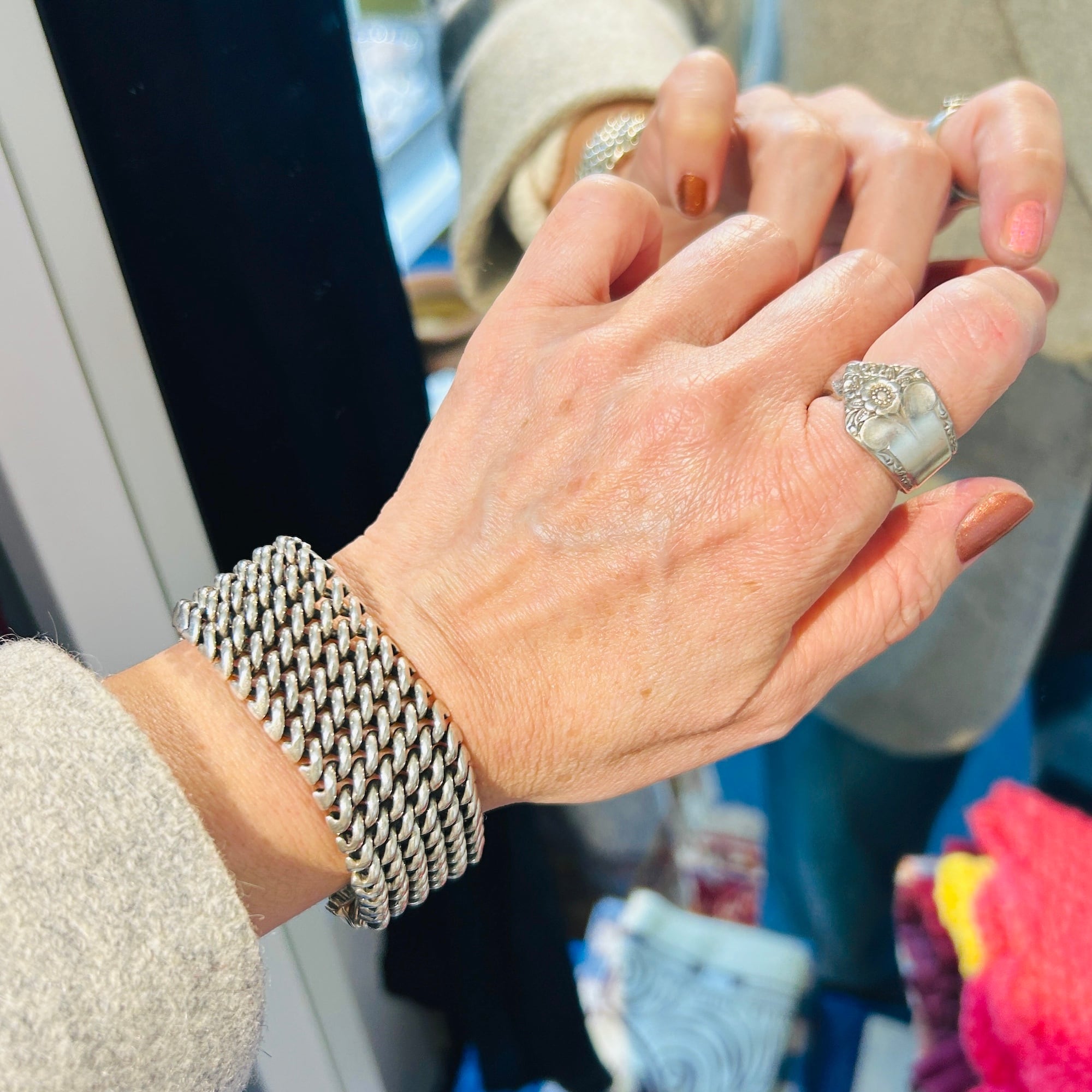 シルバー刻印ベルトブレスレットビンテージヴィンテージ好きに 100g シルバー925 WIDEチェーンベルトブレスレット | Milo Antiques