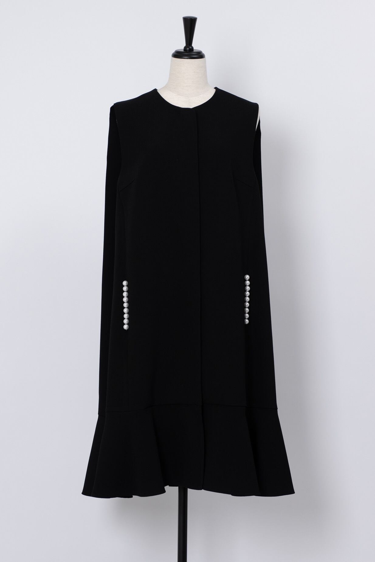 Pearl Frill Gilet Dress BLACK