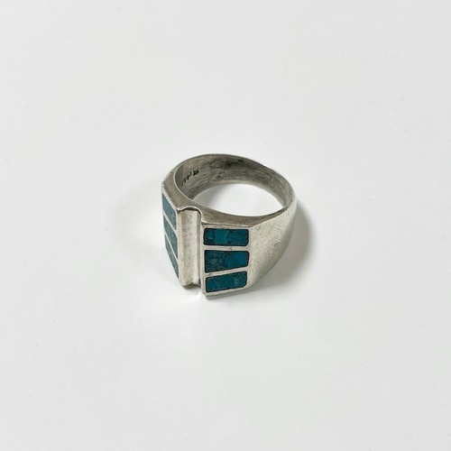 Vintage Crushed Turquoise 925 Silver Ring Made In Mexico