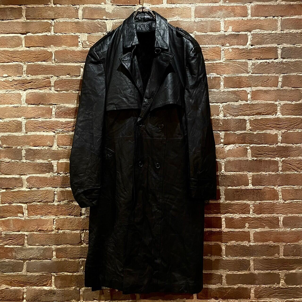 【下北沢Caka】ヴィンテージ　レザートレンチコート　ブラック 下北沢Caka】ヴィンテージ レザートレンチコート ブラック 下北沢Caka
